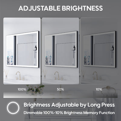 48 in. W x 36 in. H Aluminium Framed Rectangular LED Light Bathroom Vanity Mirror