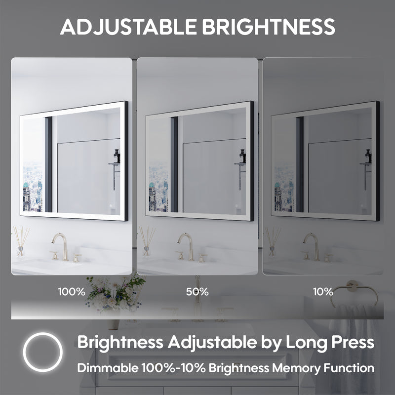 48 in. W x 36 in. H Aluminium Framed Rectangular LED Light Bathroom Vanity Mirror