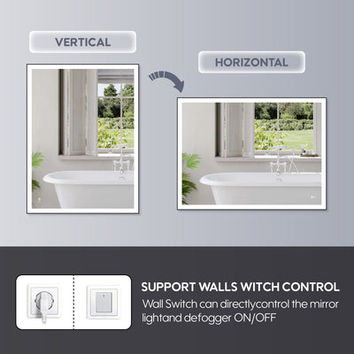48 in. W x 36 in. H Aluminium Framed Rectangular LED Light Bathroom Vanity Mirror