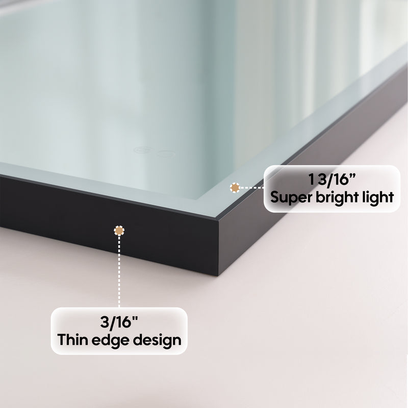 48 in. W x 36 in. H Aluminium Framed Rectangular LED Light Bathroom Vanity Mirror