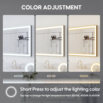 60 in. W x 28 in. H Aluminium Framed Rectangular LED Light Bathroom Vanity Mirror