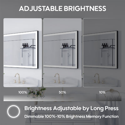60 in. W x 28 in. H Aluminium Framed Rectangular LED Light Bathroom Vanity Mirror