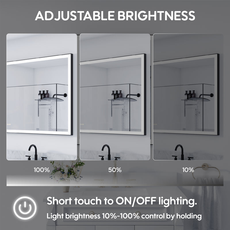 72 in. W x 36 in. H Rectangular Framed LED Light Wall Vertical/Horizontal Bathroom Vanity Mirror in Alumi
