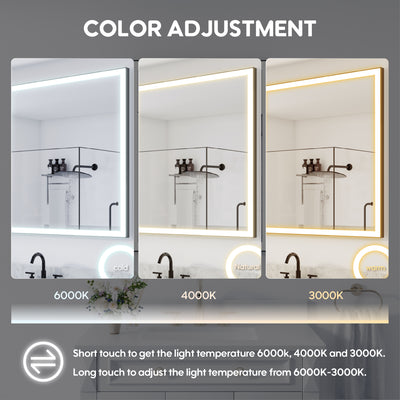 84 in. W x 42 in. H Rectangular Framed LED Light Wall Vertical/Horizontal Bathroom Vanity Mirror