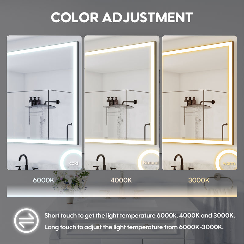 84 in. W x 42 in. H Rectangular Framed LED Light Wall Vertical/Horizontal Bathroom Vanity Mirror