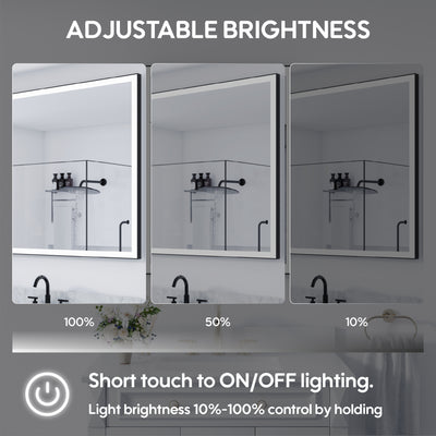 84 in. W x 42 in. H Rectangular Framed LED Light Wall Vertical/Horizontal Bathroom Vanity Mirror