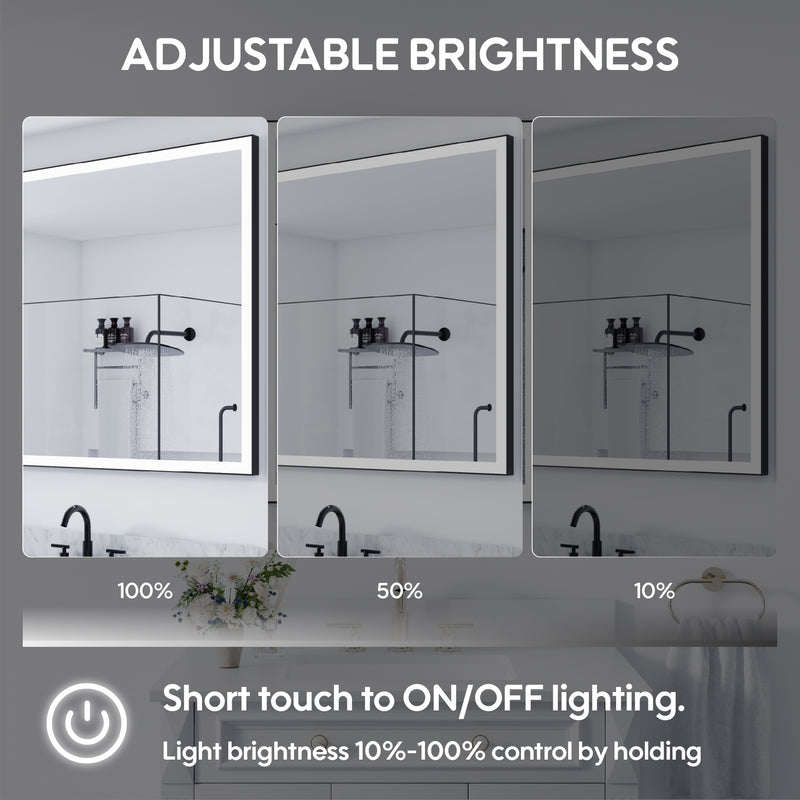 84 in. W x 42 in. H Rectangular Framed LED Light Wall Vertical/Horizontal Bathroom Vanity Mirror