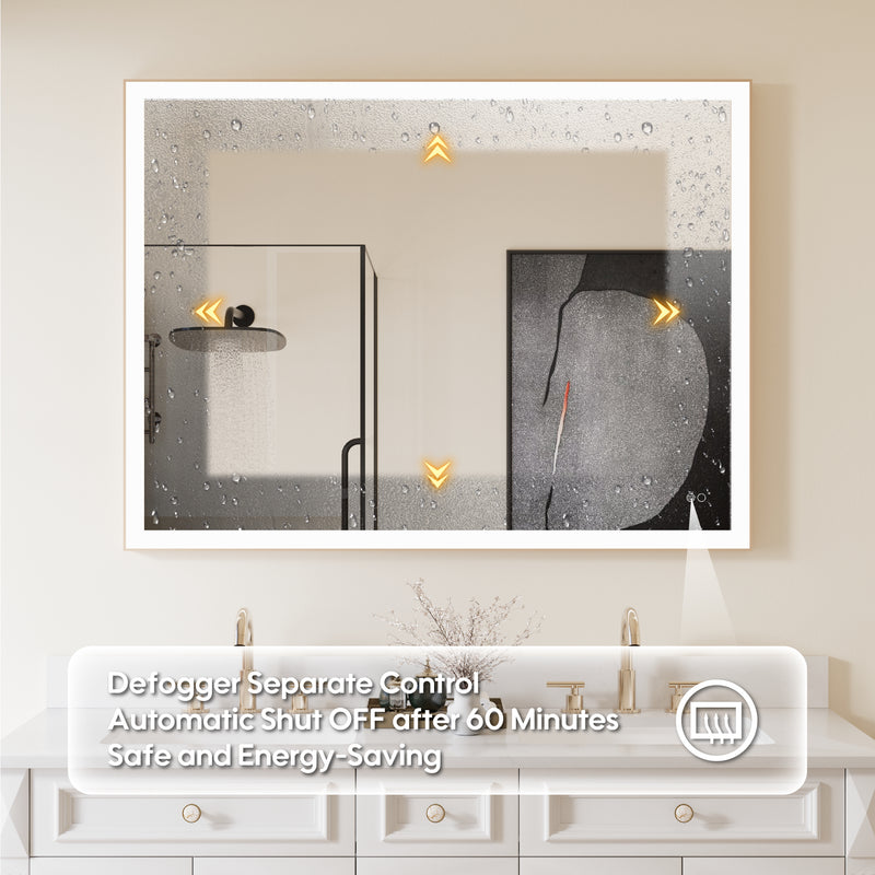 48 in. W x 36 in. H Aluminium Framed Rectangular LED Light Bathroom Vanity Mirror