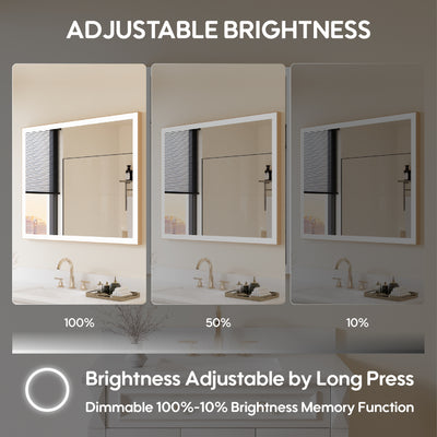 48 in. W x 36 in. H Aluminium Framed Rectangular LED Light Bathroom Vanity Mirror