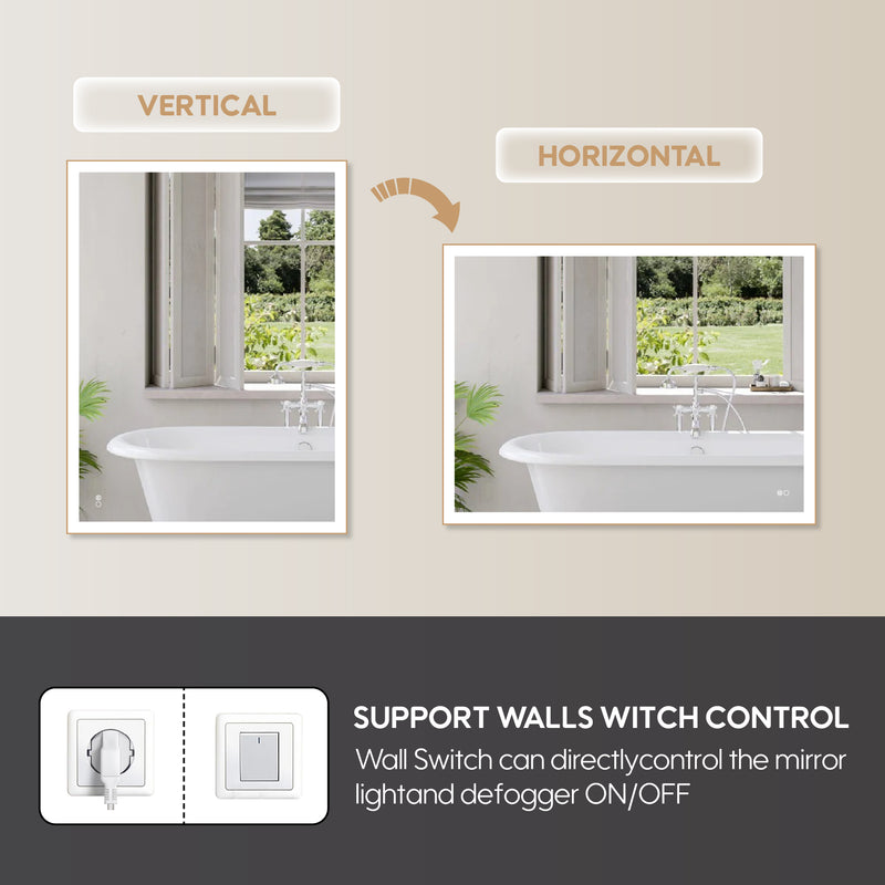 48 in. W x 36 in. H Aluminium Framed Rectangular LED Light Bathroom Vanity Mirror