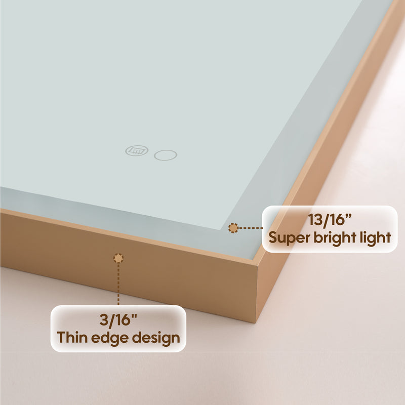 48 in. W x 36 in. H Aluminium Framed Rectangular LED Light Bathroom Vanity Mirror