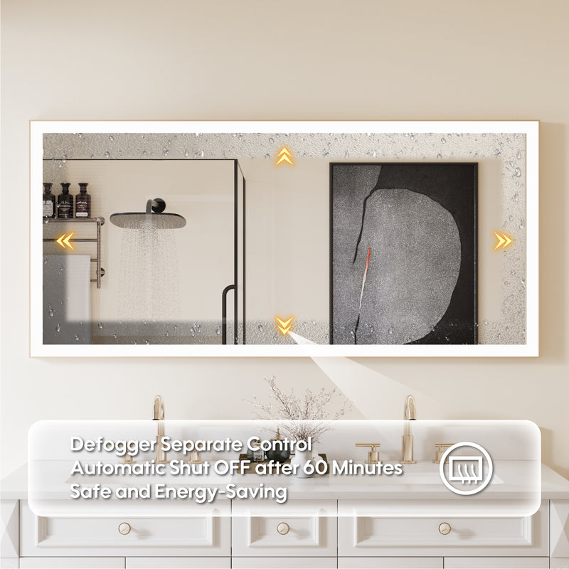 60 in. W x 28 in. H Aluminium Framed Rectangular LED Light Bathroom Vanity Mirror