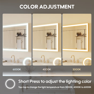 60 in. W x 28 in. H Aluminium Framed Rectangular LED Light Bathroom Vanity Mirror