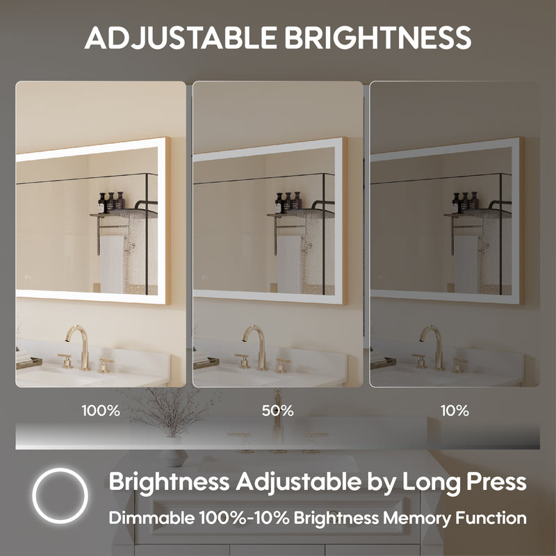 60 in. W x 28 in. H Aluminium Framed Rectangular LED Light Bathroom Vanity Mirror