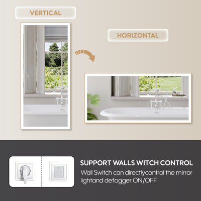 60 in. W x 28 in. H Aluminium Framed Rectangular LED Light Bathroom Vanity Mirror