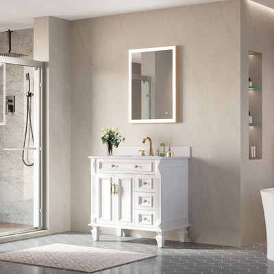 24 in. W x 32 in. H Aluminium Framed Rectangular LED Light Bathroom Vanity Mirror