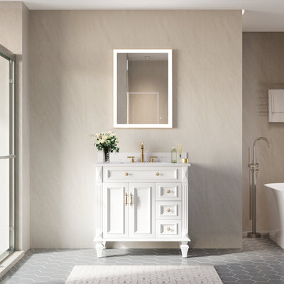 24 in. W x 32 in. H Aluminium Framed Rectangular LED Light Bathroom Vanity Mirror