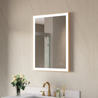 24 in. W x 32 in. H Aluminium Framed Rectangular LED Light Bathroom Vanity Mirror