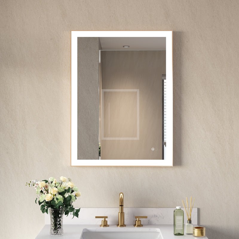 24 in. W x 32 in. H Aluminium Framed Rectangular LED Light Bathroom Vanity Mirror