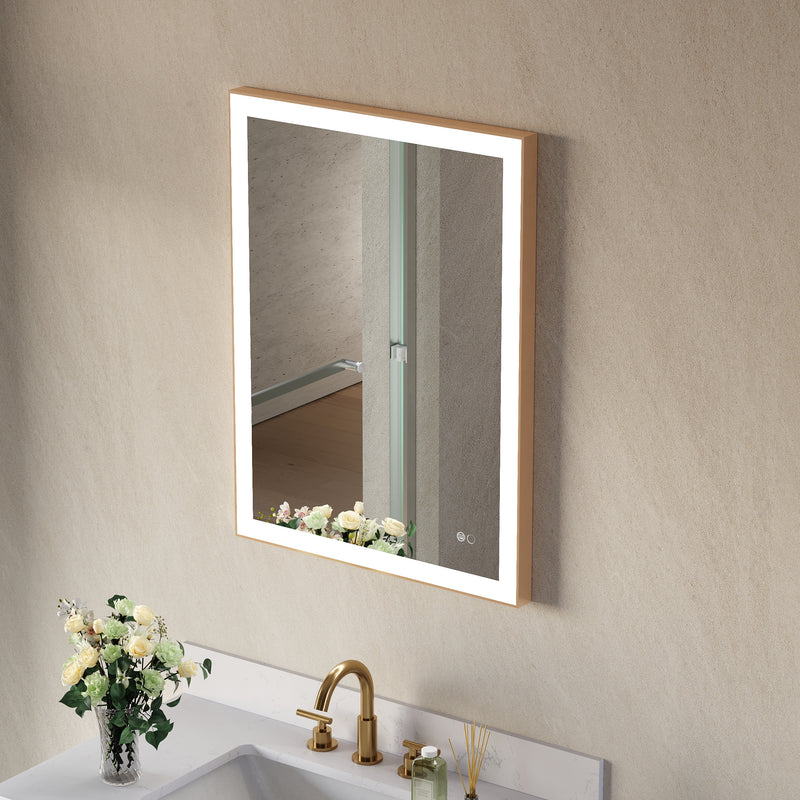 24 in. W x 32 in. H Aluminium Framed Rectangular LED Light Bathroom Vanity Mirror