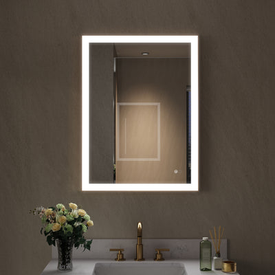 24 in. W x 32 in. H Aluminium Framed Rectangular LED Light Bathroom Vanity Mirror