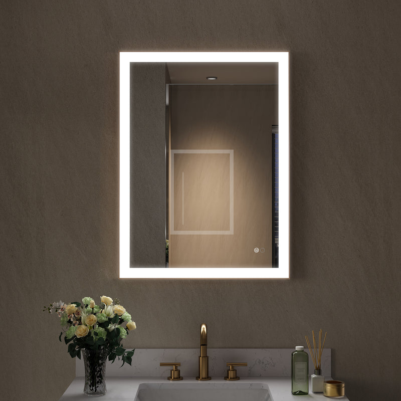 24 in. W x 32 in. H Aluminium Framed Rectangular LED Light Bathroom Vanity Mirror