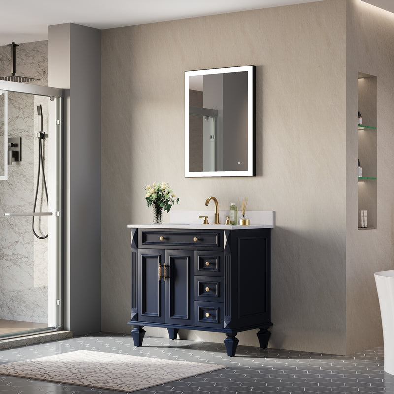 24 in. W x 32 in. H Aluminium Framed Rectangular LED Light Bathroom Vanity Mirror