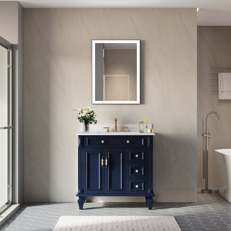 24 in. W x 32 in. H Aluminium Framed Rectangular LED Light Bathroom Vanity Mirror