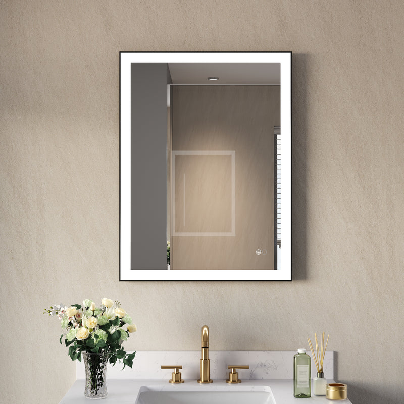 24 in. W x 32 in. H Aluminium Framed Rectangular LED Light Bathroom Vanity Mirror