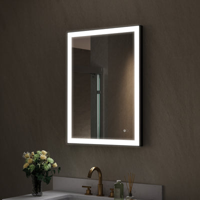 24 in. W x 32 in. H Aluminium Framed Rectangular LED Light Bathroom Vanity Mirror