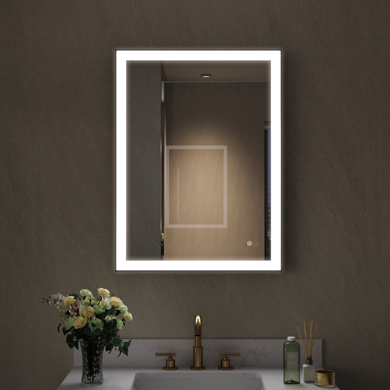 24 in. W x 32 in. H Aluminium Framed Rectangular LED Light Bathroom Vanity Mirror