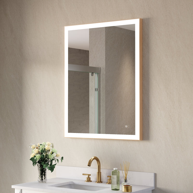 28 in. W x 36 in. H Aluminium Framed Rectangular LED Light Bathroom Vanity Mirror
