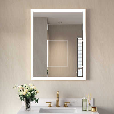 28 in. W x 36 in. H Aluminium Framed Rectangular LED Light Bathroom Vanity Mirror
