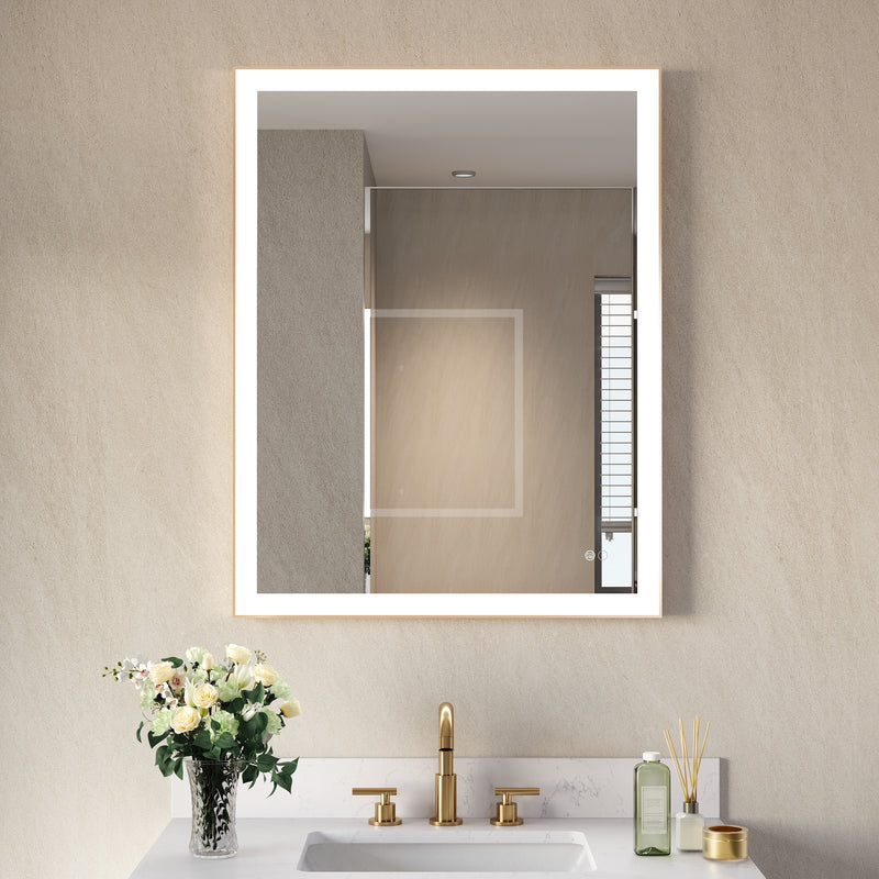 28 in. W x 36 in. H Aluminium Framed Rectangular LED Light Bathroom Vanity Mirror