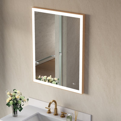 28 in. W x 36 in. H Aluminium Framed Rectangular LED Light Bathroom Vanity Mirror