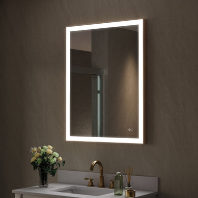 28 in. W x 36 in. H Aluminium Framed Rectangular LED Light Bathroom Vanity Mirror