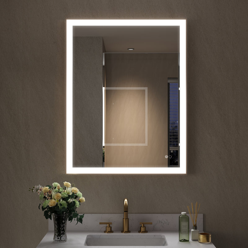 28 in. W x 36 in. H Aluminium Framed Rectangular LED Light Bathroom Vanity Mirror