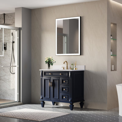 28 in. W x 36 in. H Aluminium Framed Rectangular LED Light Bathroom Vanity Mirror