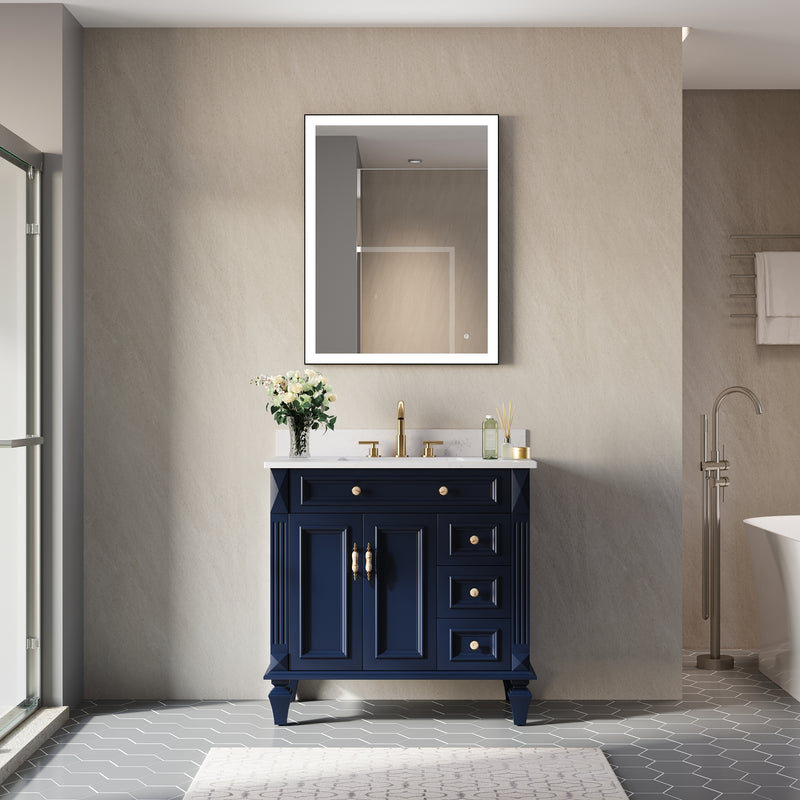 28 in. W x 36 in. H Aluminium Framed Rectangular LED Light Bathroom Vanity Mirror