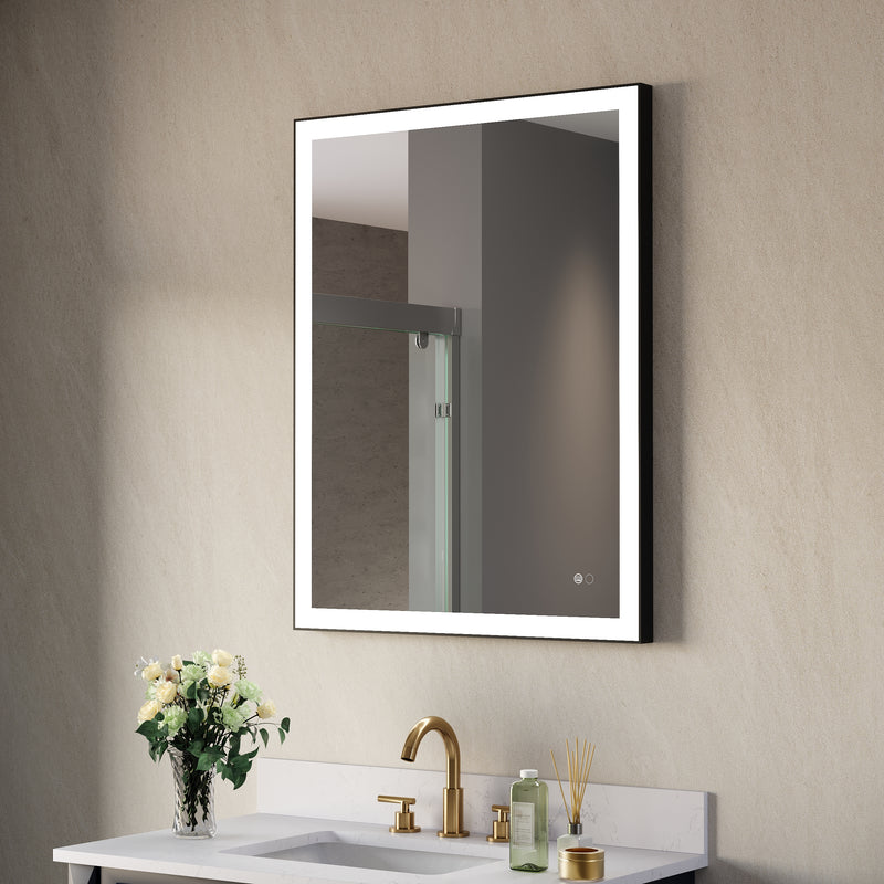 28 in. W x 36 in. H Aluminium Framed Rectangular LED Light Bathroom Vanity Mirror