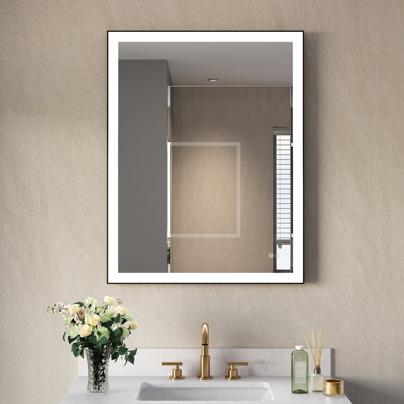 28 in. W x 36 in. H Aluminium Framed Rectangular LED Light Bathroom Vanity Mirror