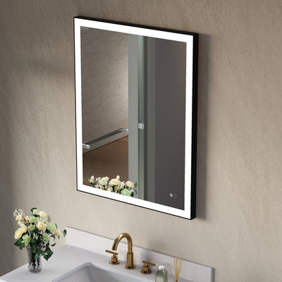 28 in. W x 36 in. H Aluminium Framed Rectangular LED Light Bathroom Vanity Mirror