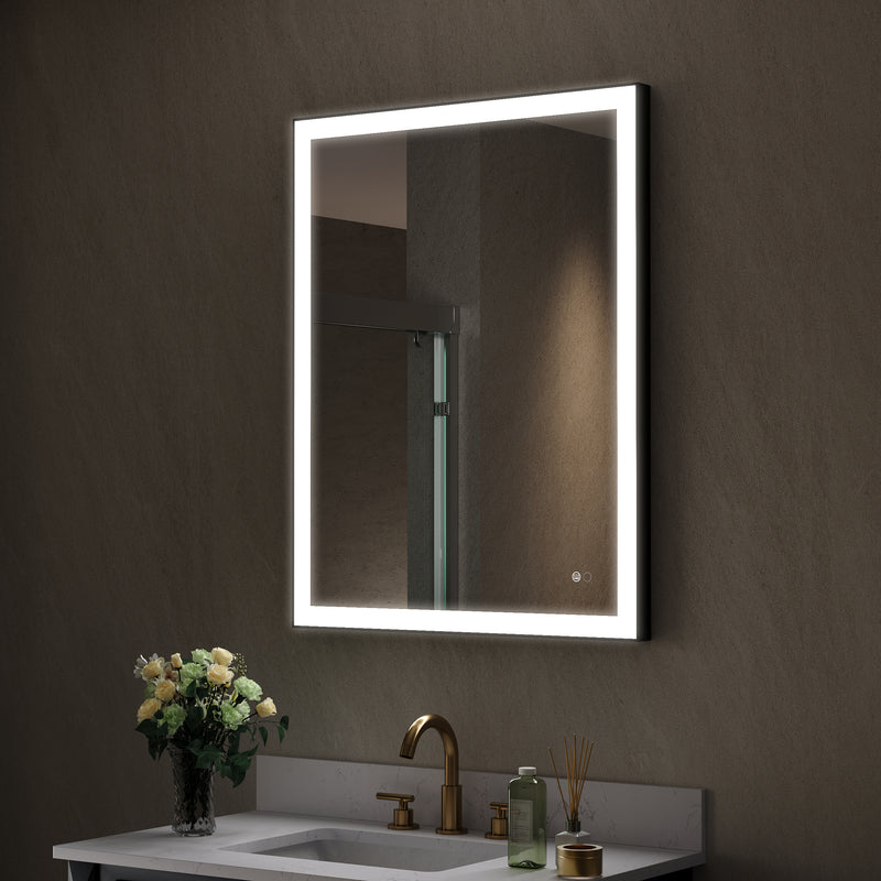 28 in. W x 36 in. H Aluminium Framed Rectangular LED Light Bathroom Vanity Mirror
