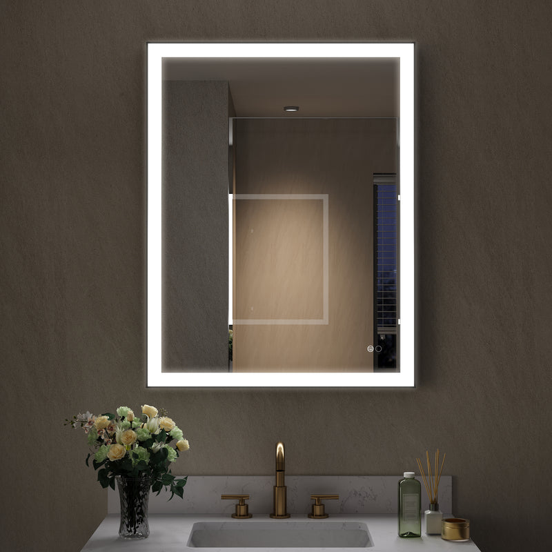 28 in. W x 36 in. H Aluminium Framed Rectangular LED Light Bathroom Vanity Mirror