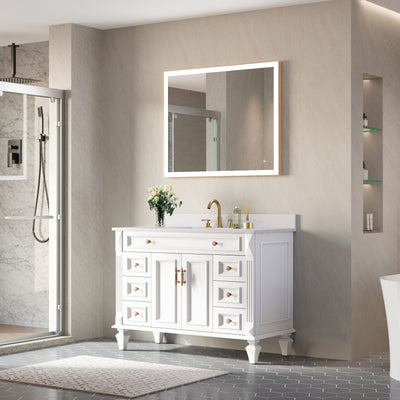 40 in. W x 32 in. H Aluminium Framed Rectangular LED Light Bathroom Vanity Mirror
