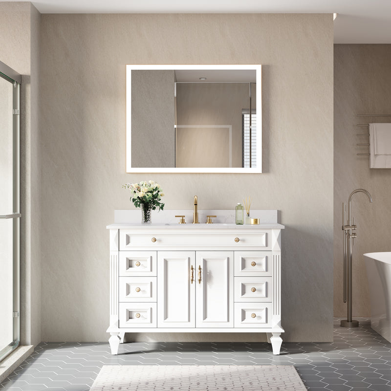 40 in. W x 32 in. H Aluminium Framed Rectangular LED Light Bathroom Vanity Mirror