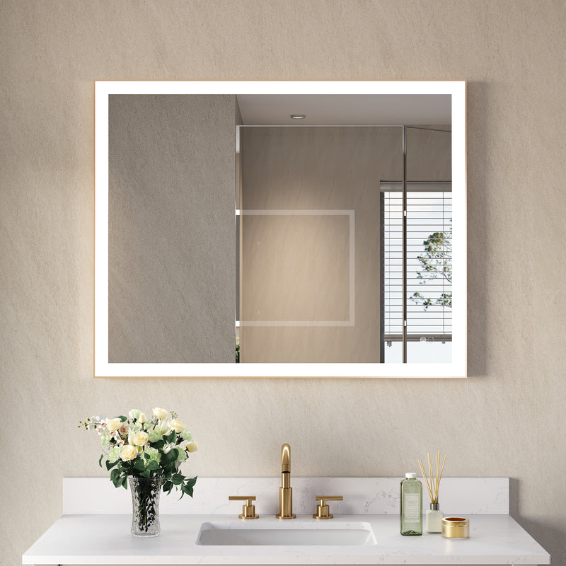 40 in. W x 32 in. H Aluminium Framed Rectangular LED Light Bathroom Vanity Mirror