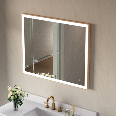 40 in. W x 32 in. H Aluminium Framed Rectangular LED Light Bathroom Vanity Mirror