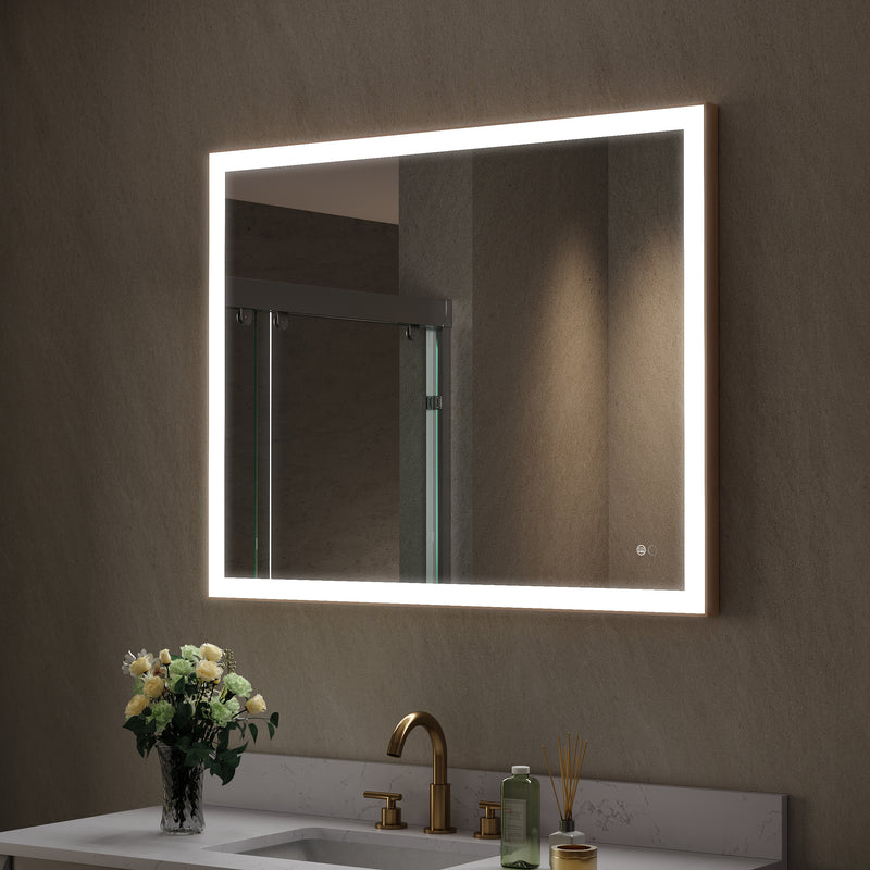 40 in. W x 32 in. H Aluminium Framed Rectangular LED Light Bathroom Vanity Mirror
