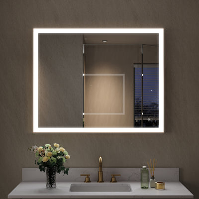 40 in. W x 32 in. H Aluminium Framed Rectangular LED Light Bathroom Vanity Mirror